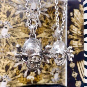 skull necklace cross bones punk gothic skull stainless steel pendant